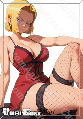 Android 18 Waifu Card Holographic V8